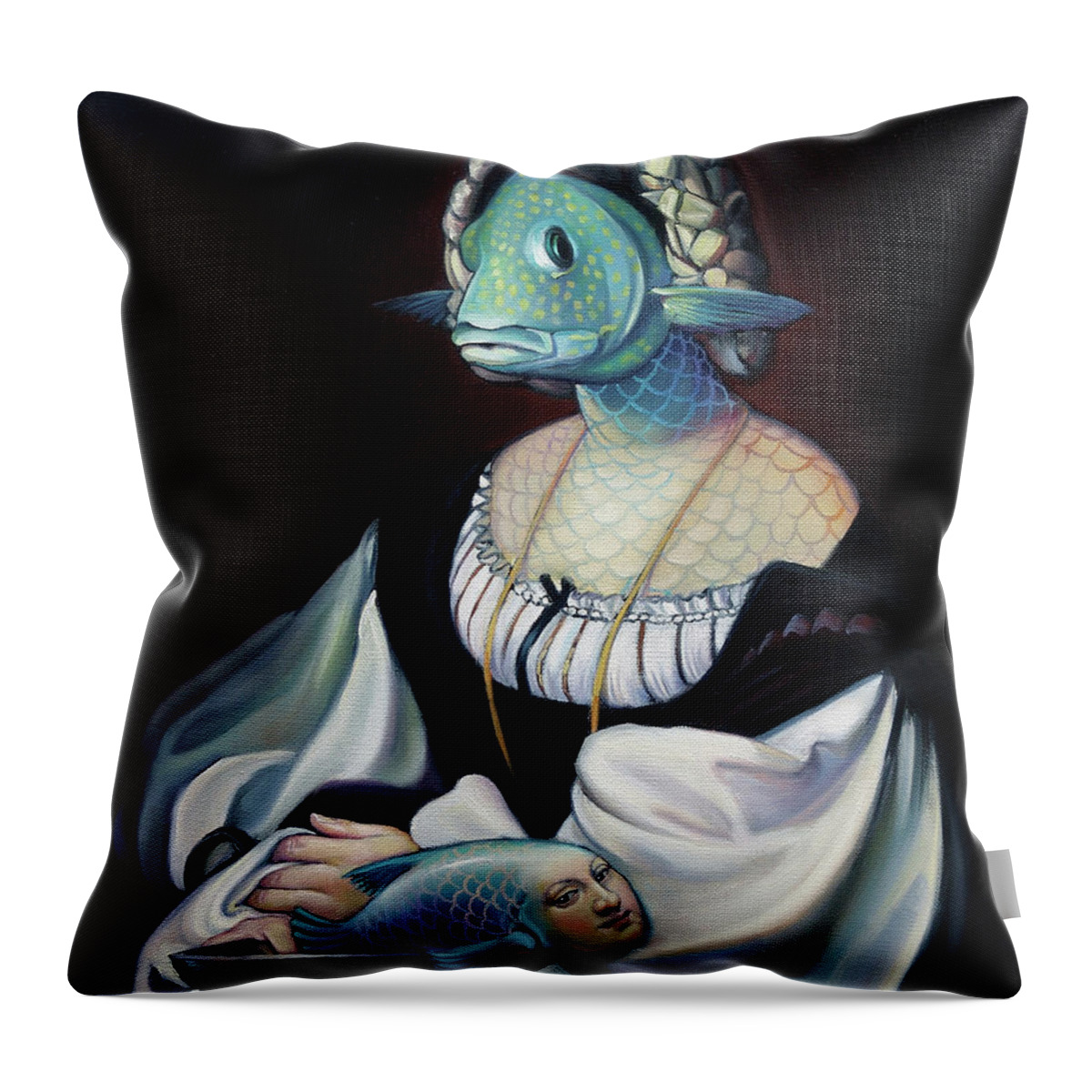 Fish Throw Pillow featuring the painting Portrait of a Gentlefisher by Patrick Anthony Pierson