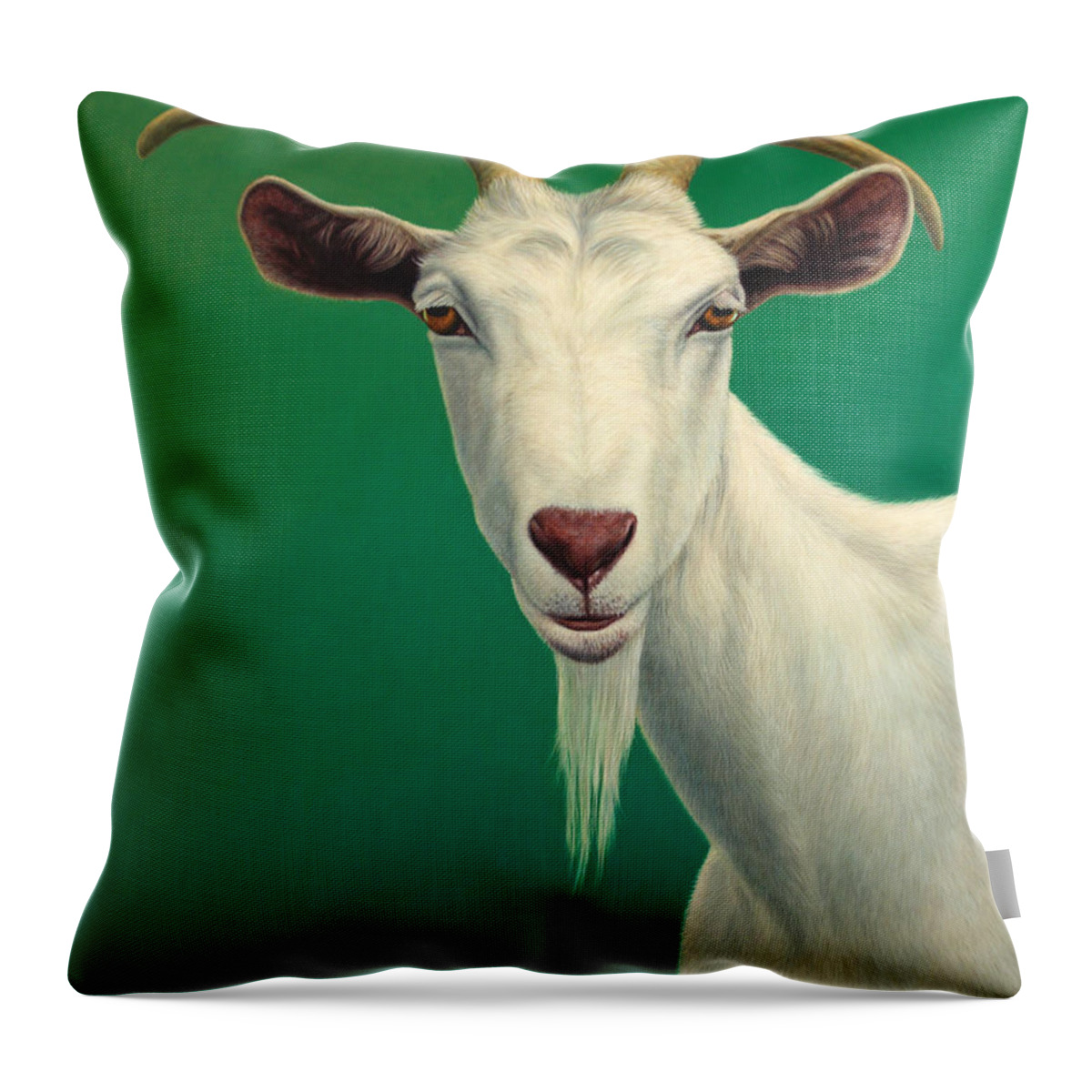 #faatoppicks Throw Pillow featuring the painting Portrait of a Goat by James W Johnson