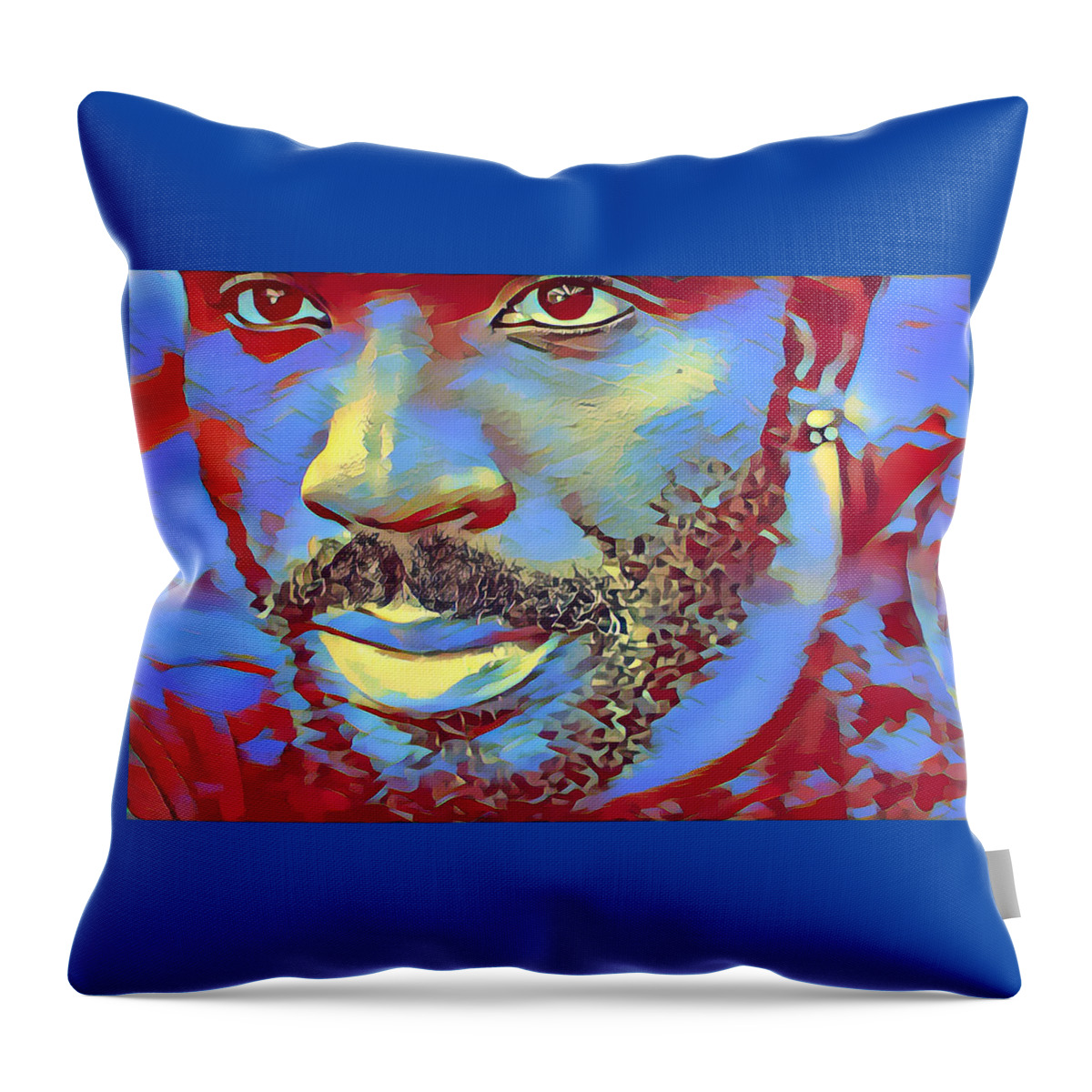 Black Man Throw Pillow featuring the digital art Portrait of a Man of Color by Femina Photo Art By Maggie