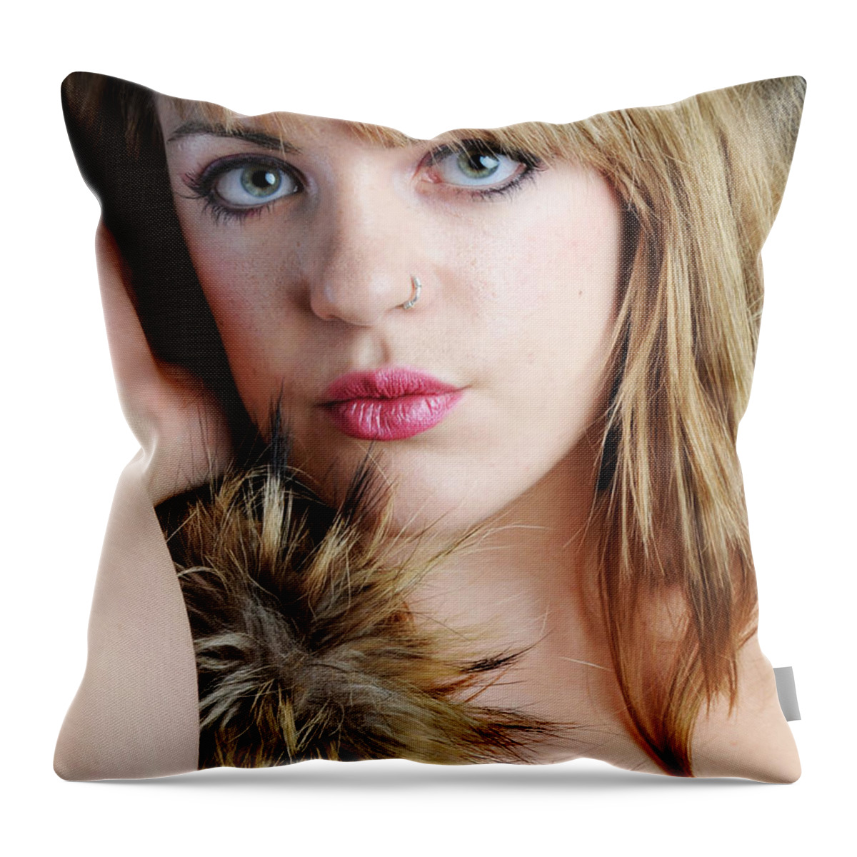 Glamour Photographs Throw Pillow featuring the photograph Portrait of a model by Robert WK Clark