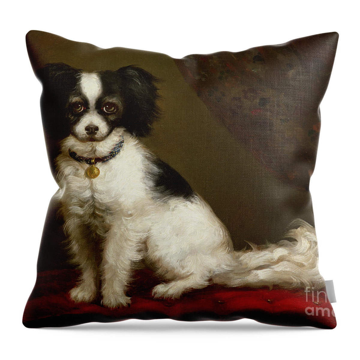 Pet Throw Pillow featuring the painting Portrait of a Spaniel by Anonymous
