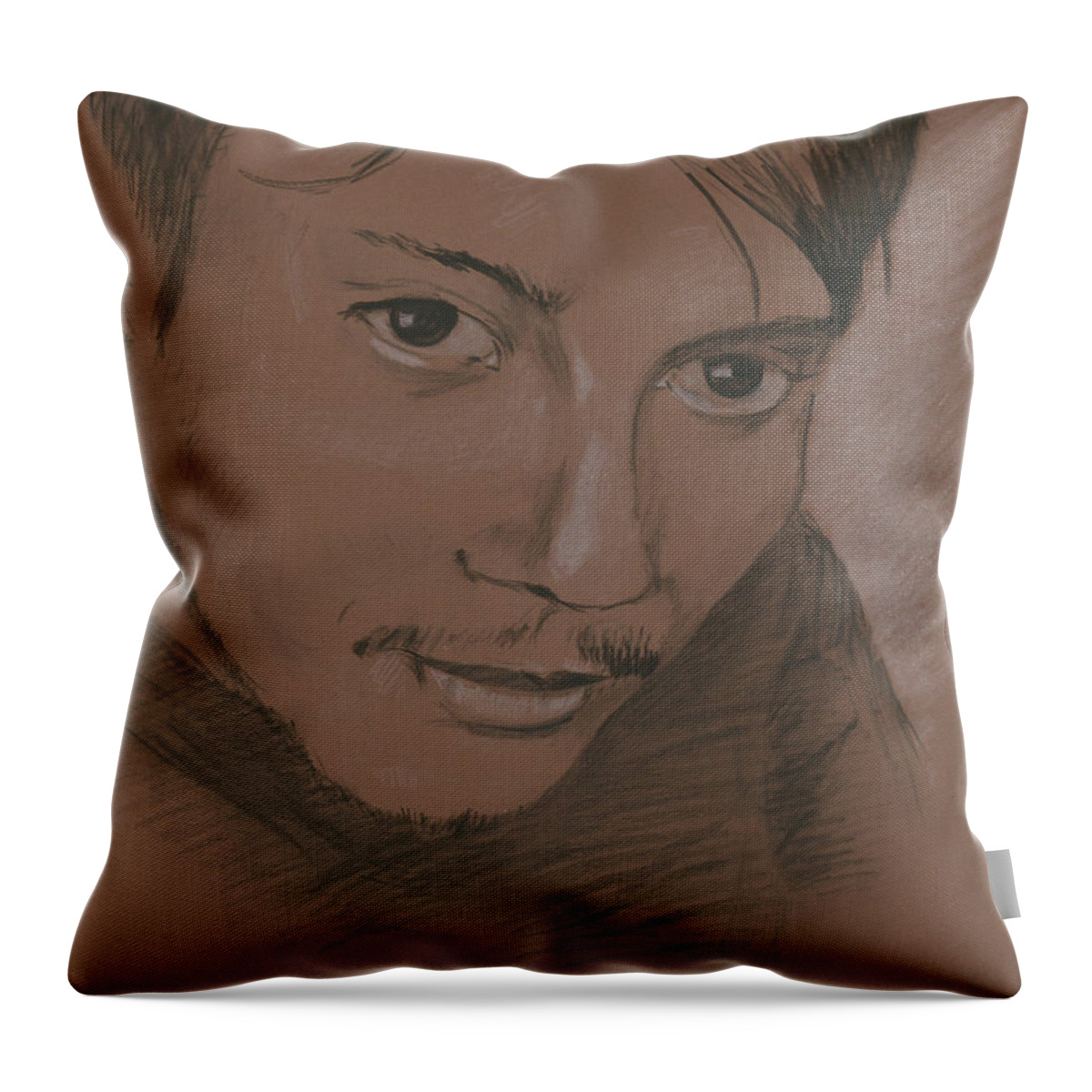 Man Throw Pillow featuring the drawing Portrait of a Stranger by Masha Batkova