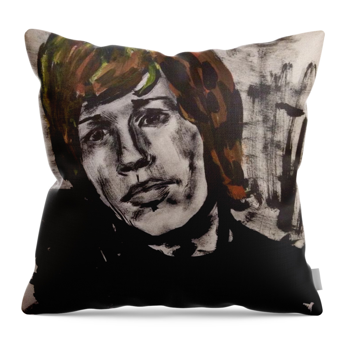 The Walker Brothers Throw Pillow featuring the painting Portrait of A Walker Brother by Joan-Violet Stretch