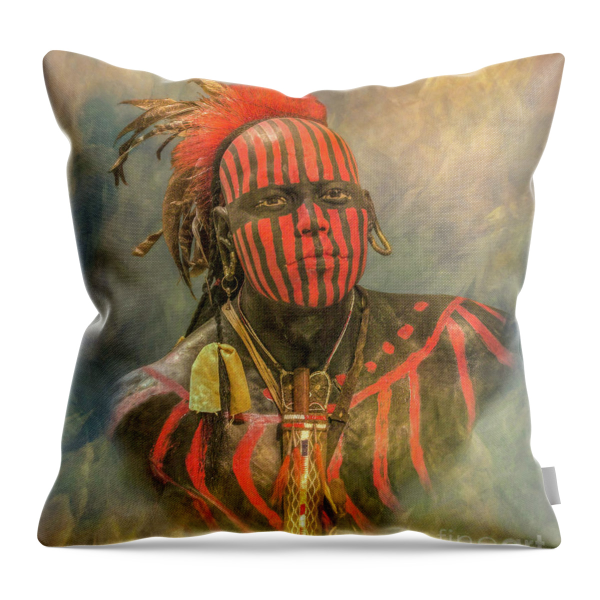 Portrait Of A Warrior Throw Pillow featuring the digital art Portrait of a Warrior by Randy Steele