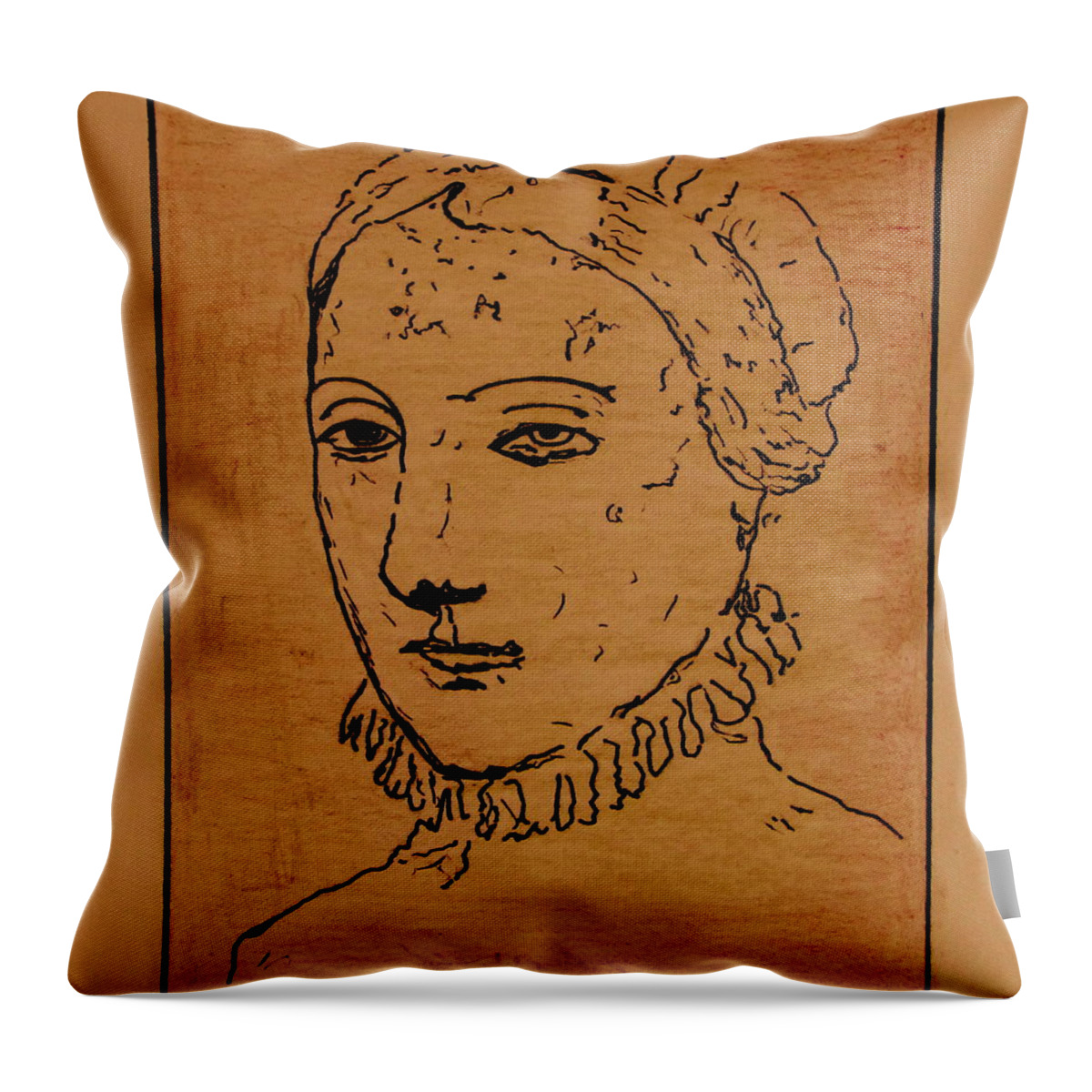  Anne Hathaway Throw Pillow featuring the drawing Portrait of Anne by Bill OConnor