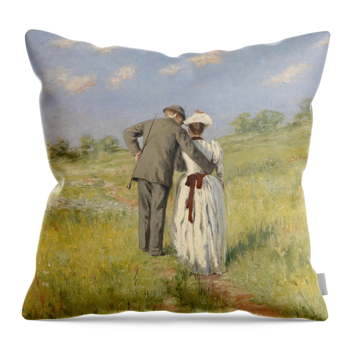 American Throw Pillow featuring the painting Portrait of Captain William Holmes and Mary Shafter McKitterick by American School