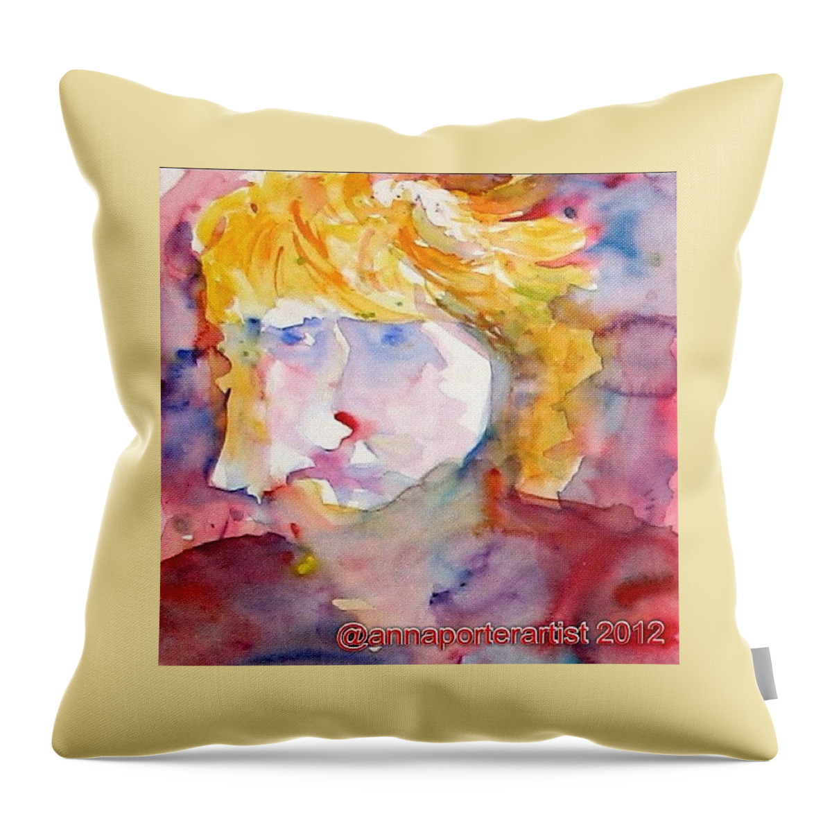 Portrait Of Graham Throw Pillow featuring the painting Portrait Of Graham by Anna Porter