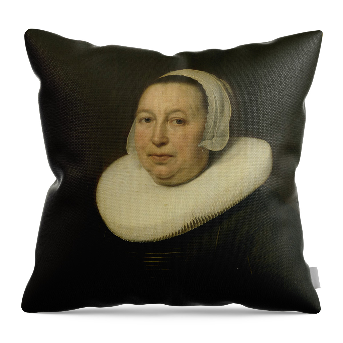 17th Century Art Throw Pillow featuring the painting Portrait of Maria Pietersdr de Leest by Bartholomeus van der Helst