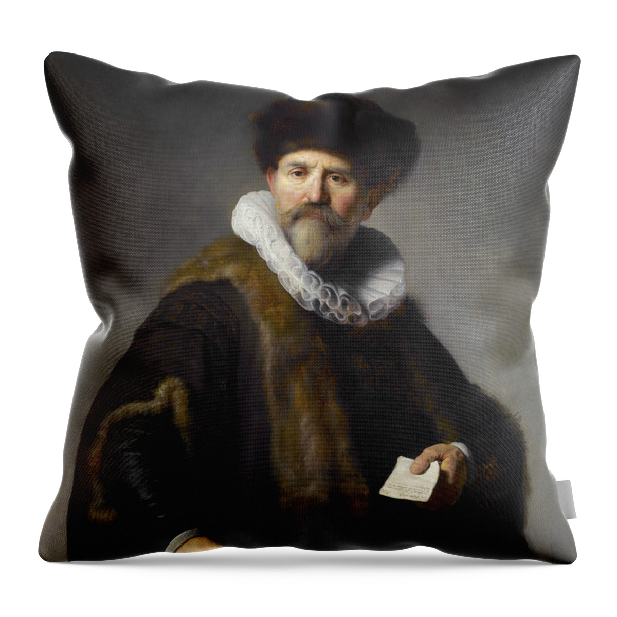 Dutch Painters Throw Pillow featuring the painting Portrait of Nicolaes Ruts by Rembrandt