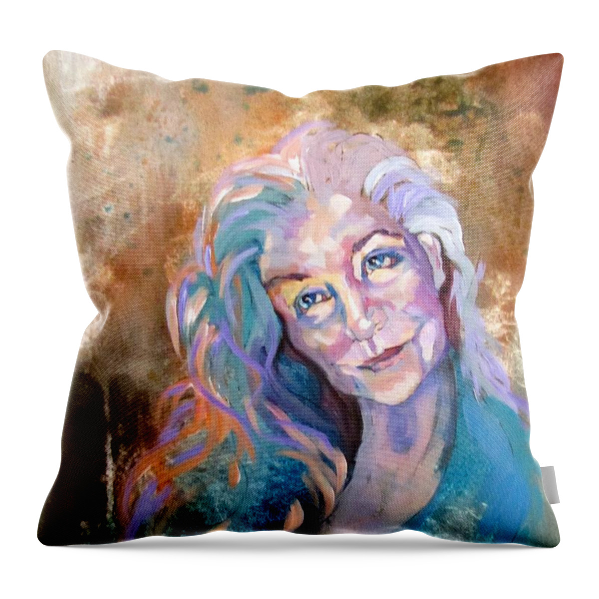 Woman Throw Pillow featuring the painting Portrait of the Artist by Barbara O'Toole