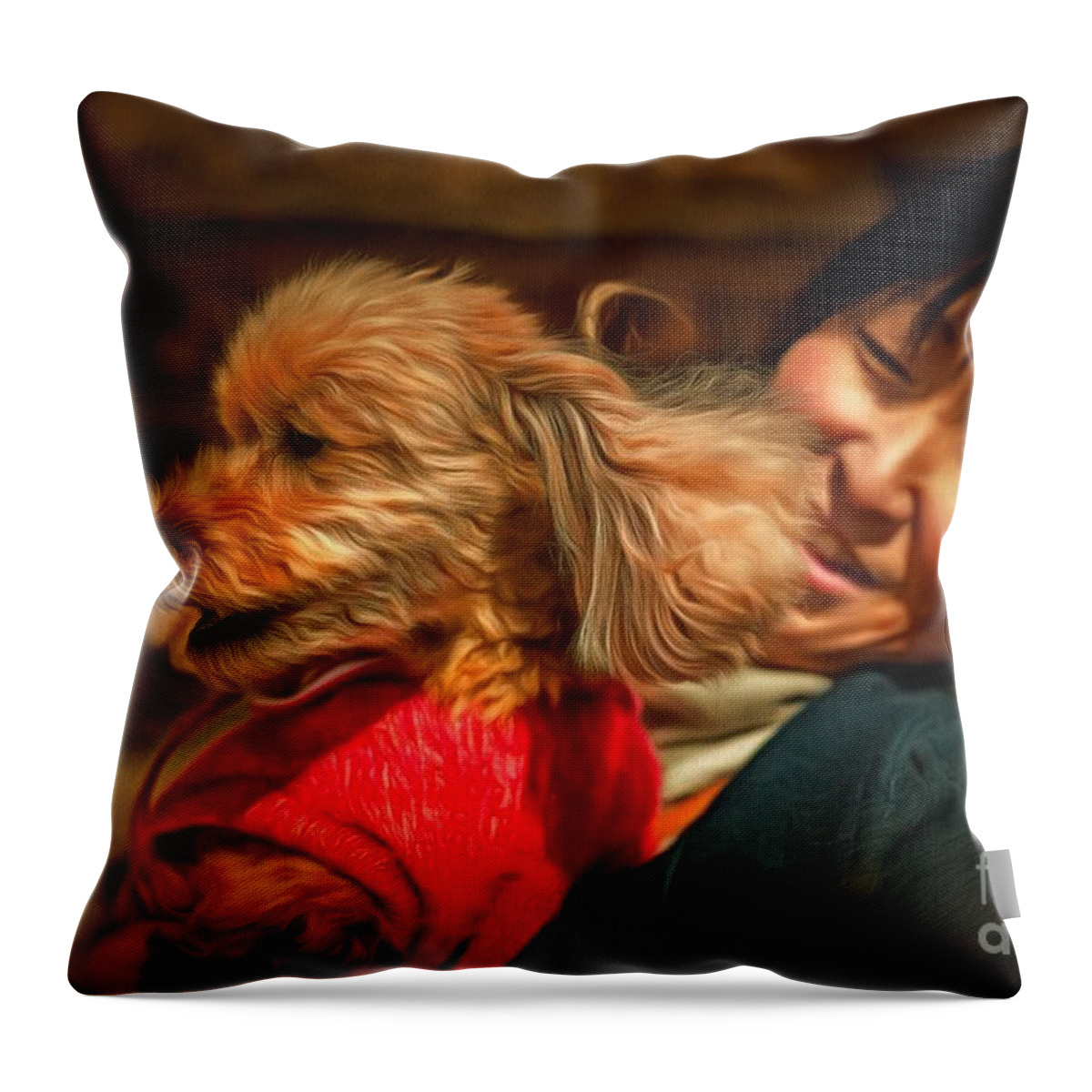 Pet Throw Pillow featuring the digital art Portrait with a Pet by Eva Lechner