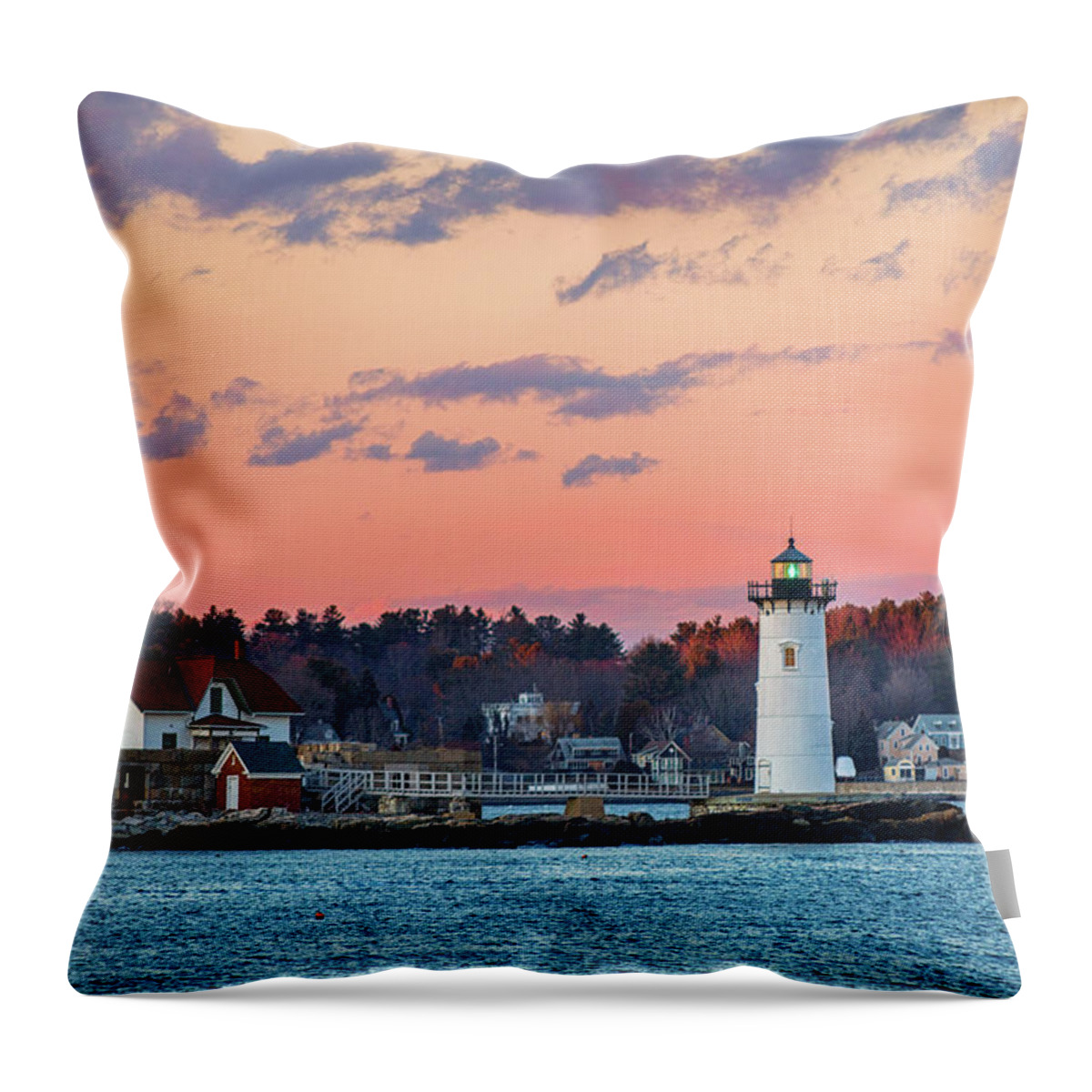 New England Throw Pillow featuring the photograph Portsmouth Harbor Lighthouse by Robert Clifford
