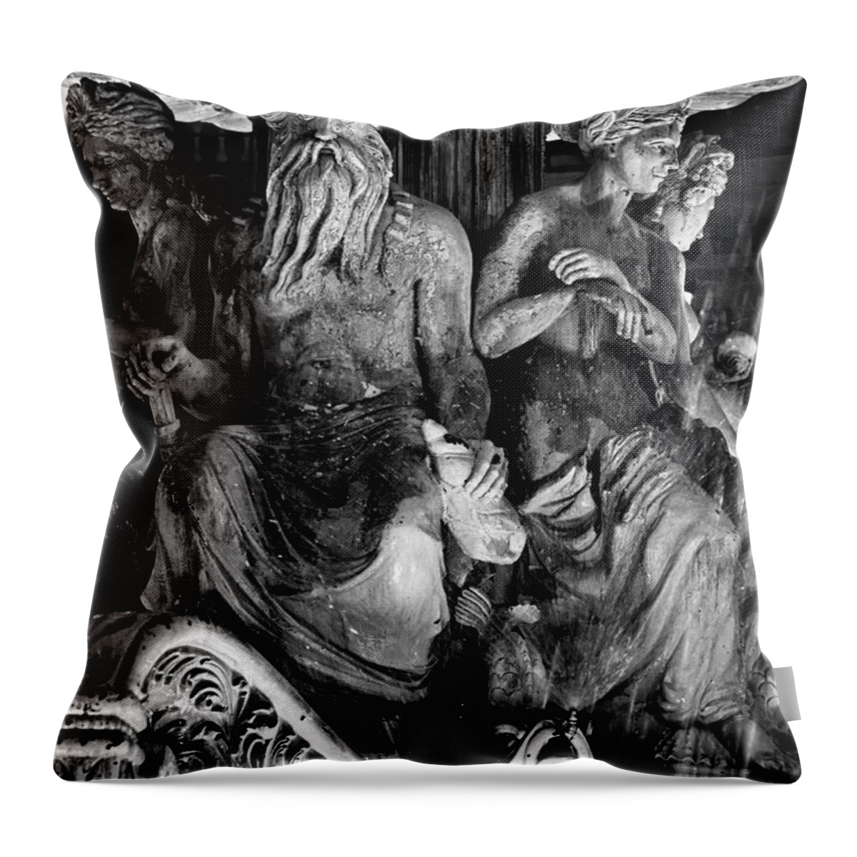 Monochrome Throw Pillow featuring the photograph Poseiden and Friends - B-W by Christopher Holmes