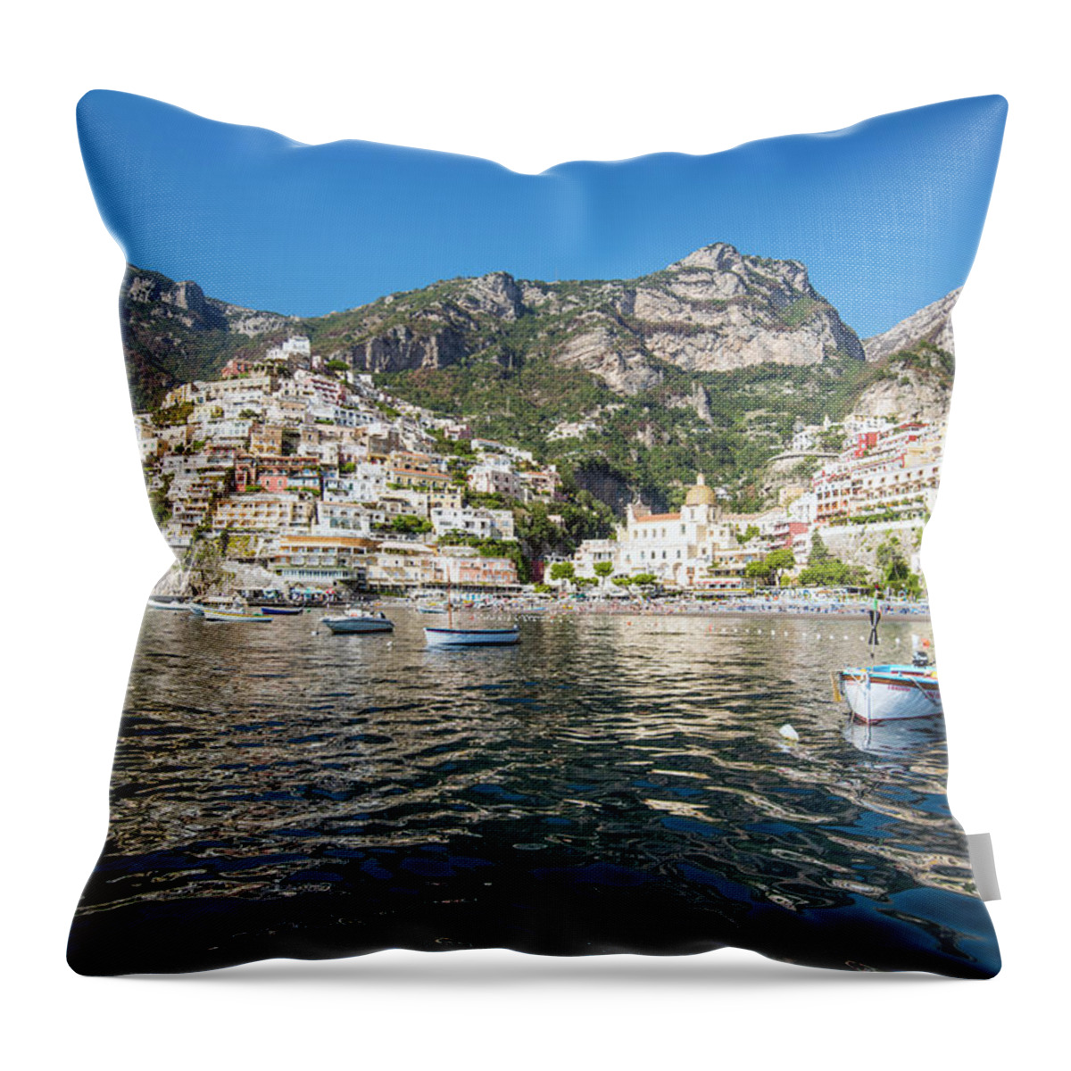 Europe Throw Pillow featuring the photograph Positano from the Bay by Matt Swinden
