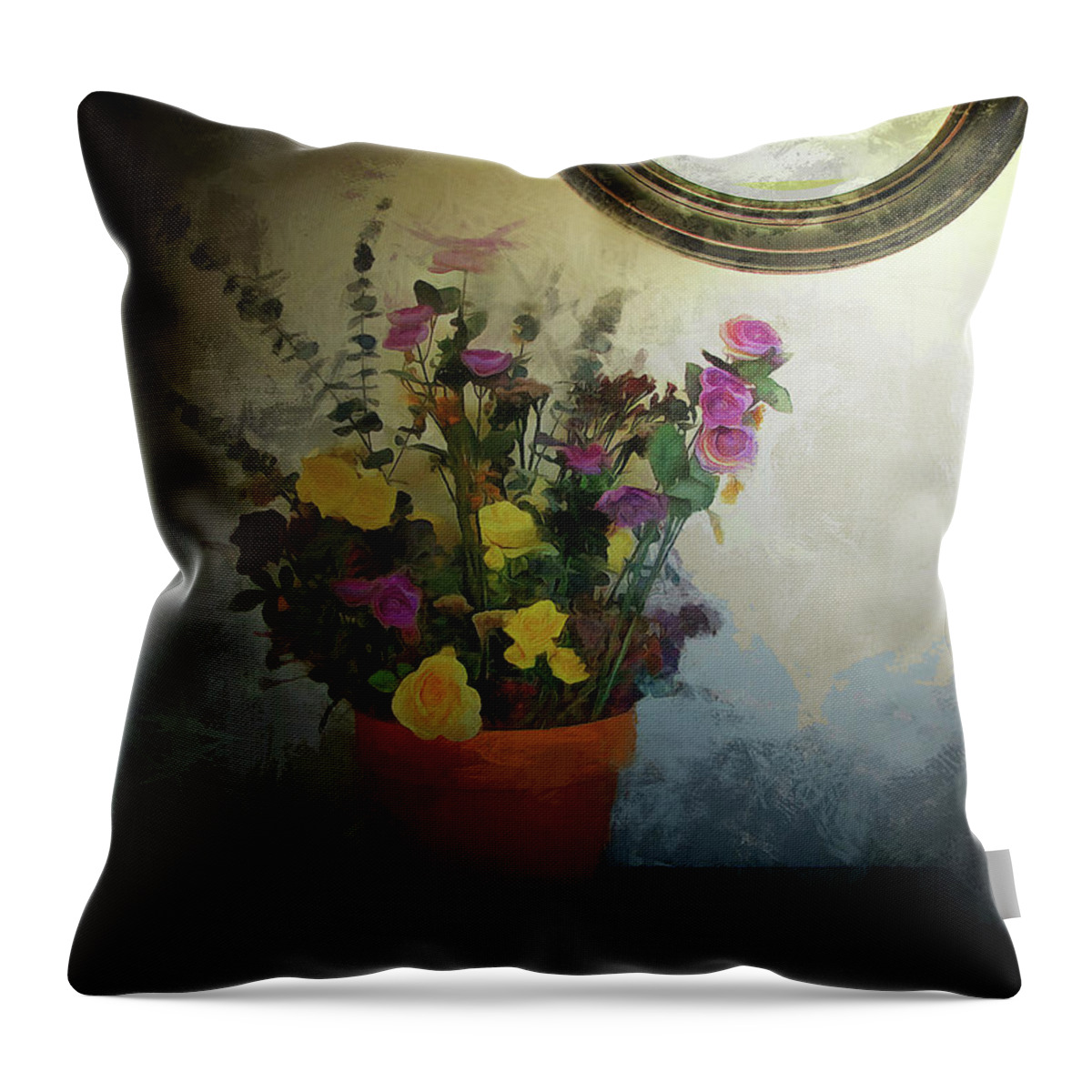 Cedric Hampton Throw Pillow featuring the photograph Potted Flowers 2 by Cedric Hampton