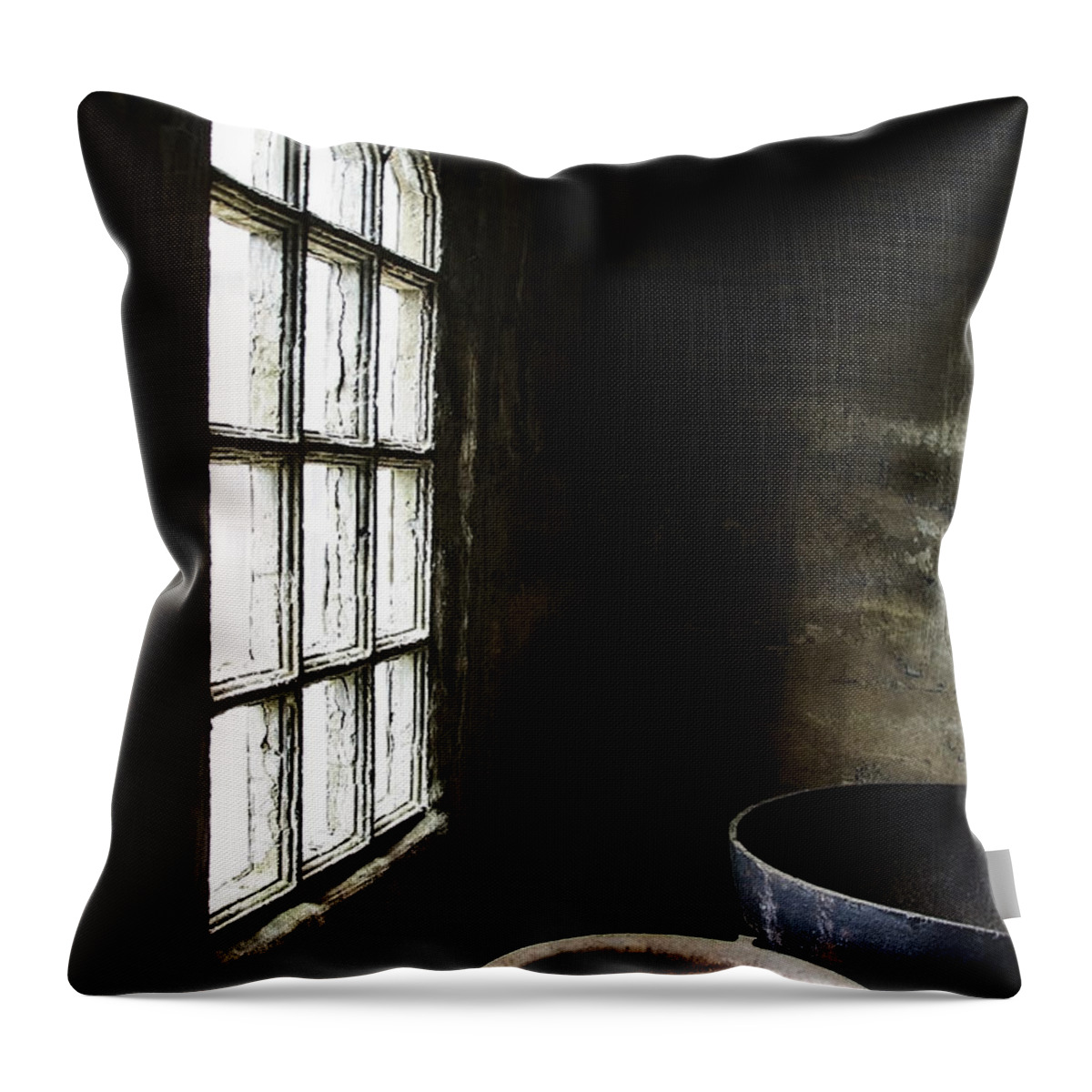 Mercer Museum Throw Pillow featuring the photograph Pottery by Debra Fedchin