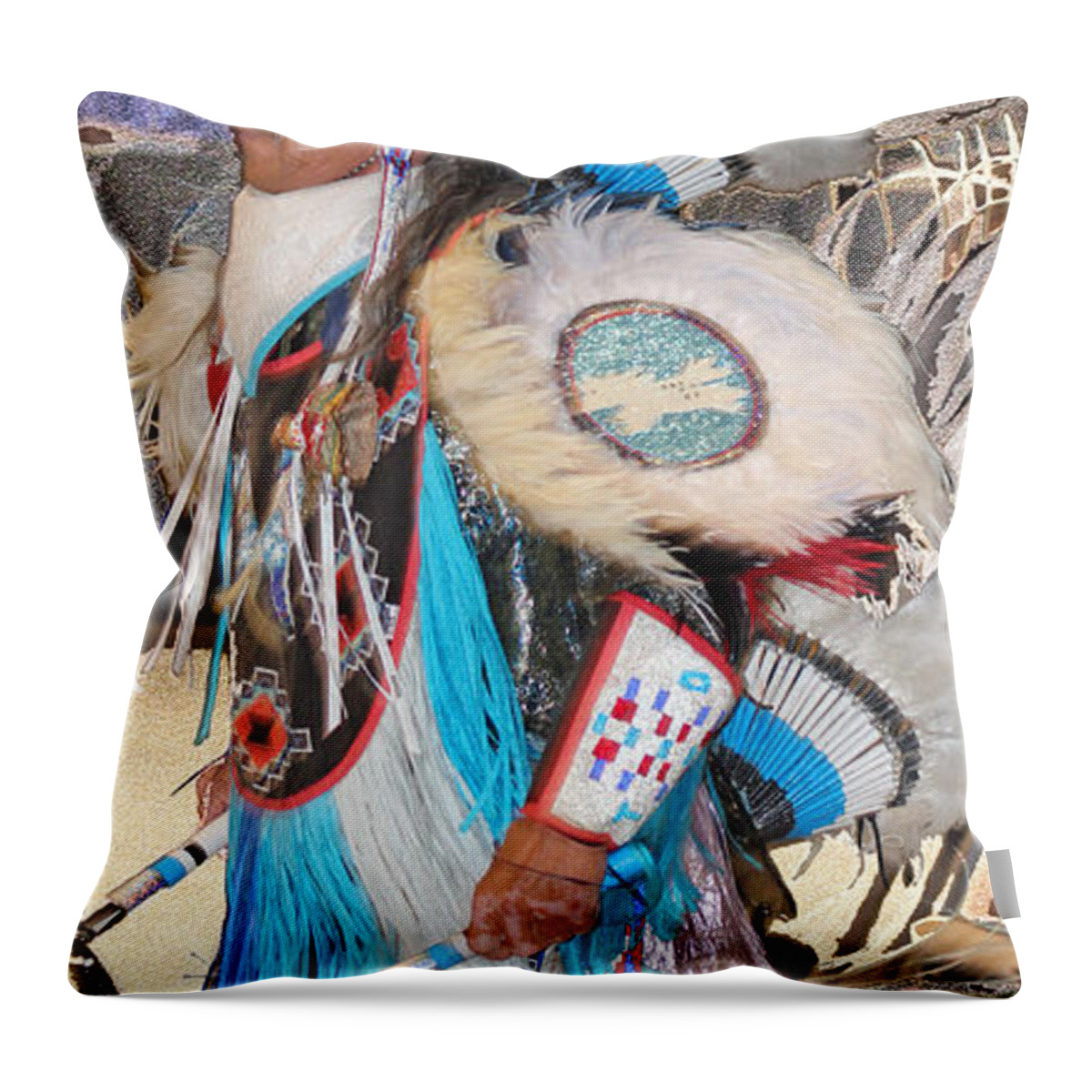 Native Americans Throw Pillow featuring the photograph Pow Wow Dancer by Audrey Robillard