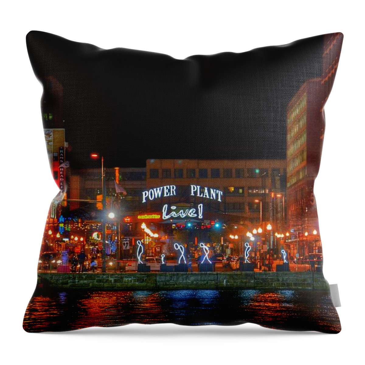 Power Plant Live Throw Pillow featuring the photograph Power Plant Live in Baltimore by Marianna Mills