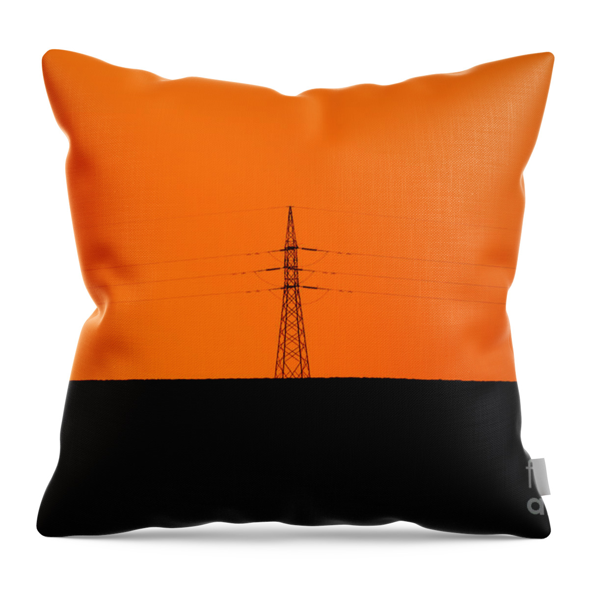 Power Line Tower Support Sunset Silhouette Woomera Outback South Australia Australian Electric Electricity Powerline Throw Pillow featuring the photograph Powerline Sunset Silhouette by Bill Robinson