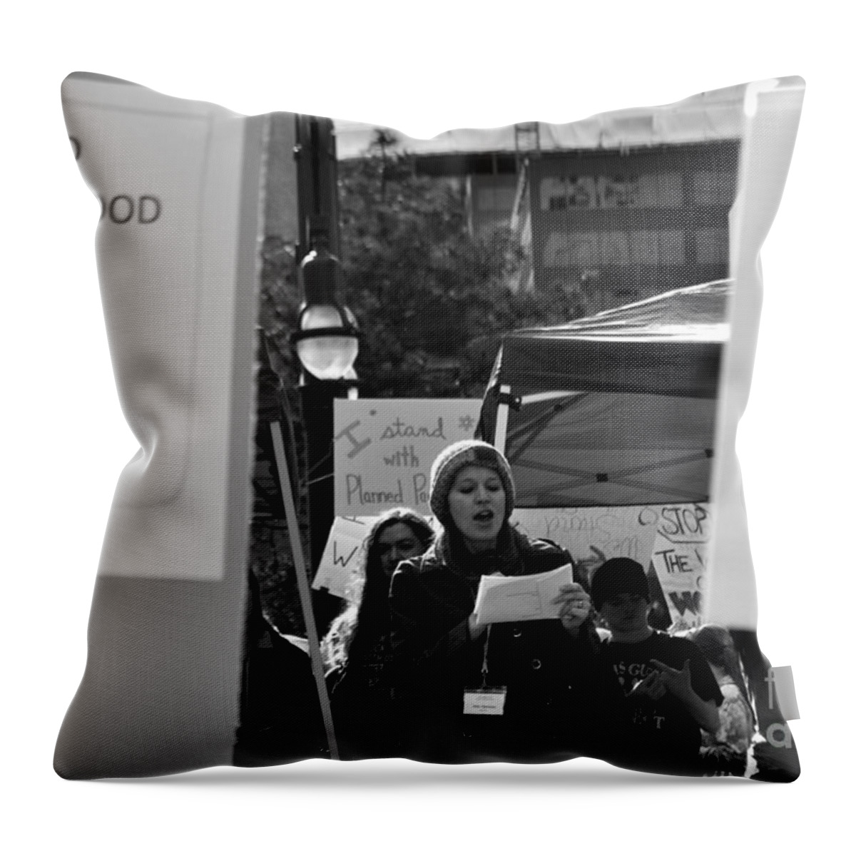 Planned Parenthood Throw Pillow featuring the photograph PP5 by Anjanette Douglas