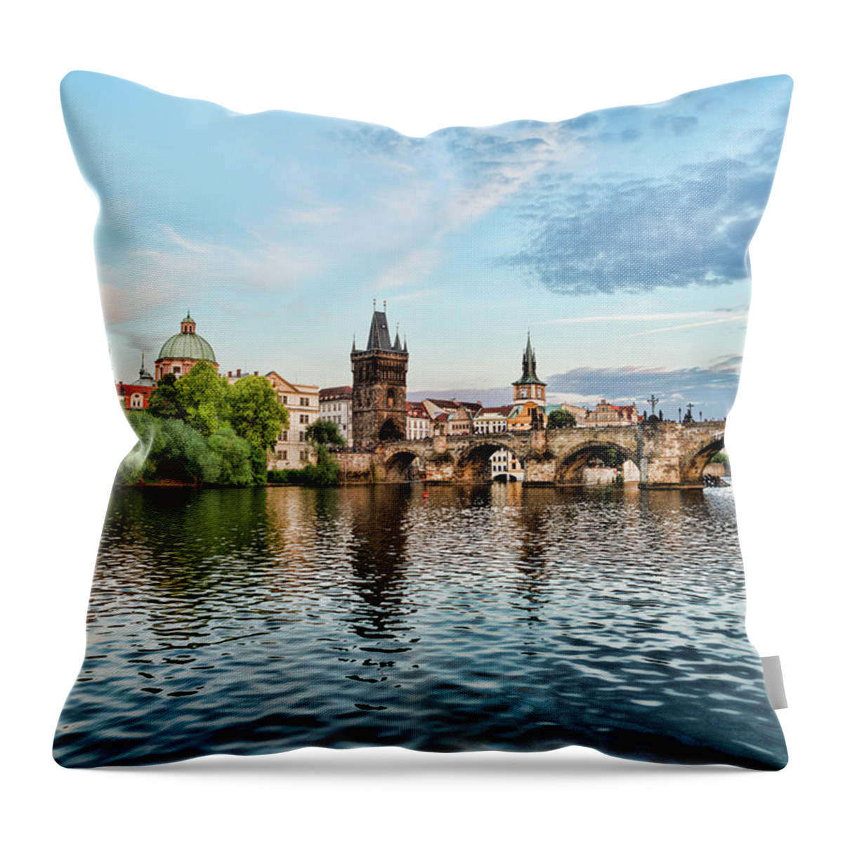 Central Europe Throw Pillow featuring the photograph Prague From the River by Sharon Popek