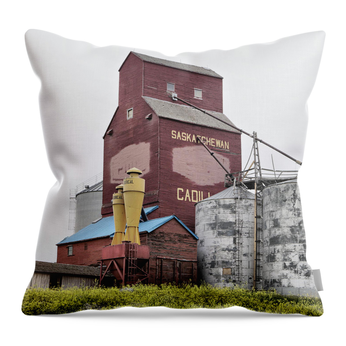 Prairie Grain Elevator Throw Pillow featuring the photograph Prairie Giant by Blair Wainman
