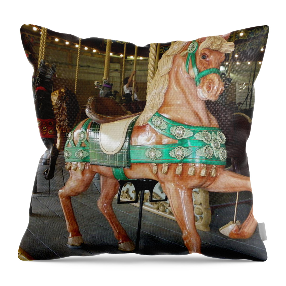 Carousel Throw Pillow featuring the photograph Prancing to the Music by Peggy King