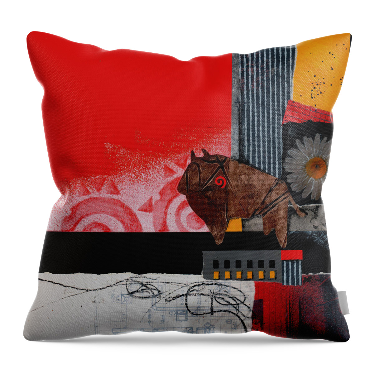 Collage Throw Pillow featuring the mixed media Prayer and Abundance by Laura Lein-Svencner