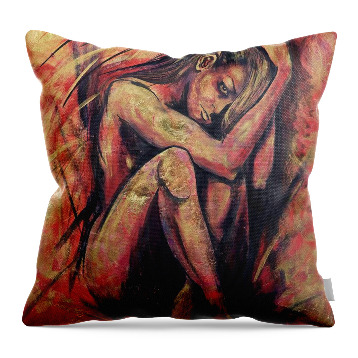 Precious Metals Iv Throw Pillow featuring the painting Precious Metals IV by Debi Starr