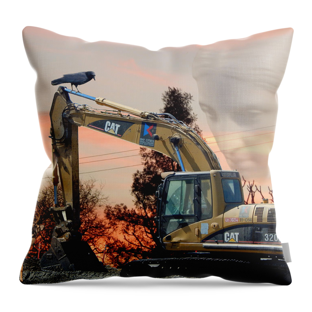 Ecology Throw Pillow featuring the digital art Predatory Metal Cats 111416 by Glen Faxon