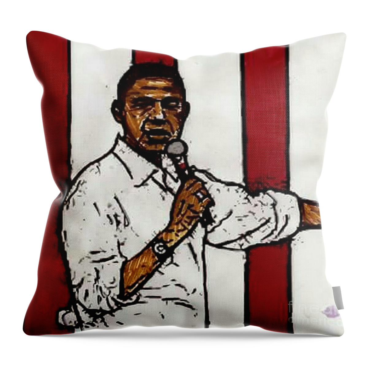  Throw Pillow featuring the painting Pres. O by Tyrone Hart