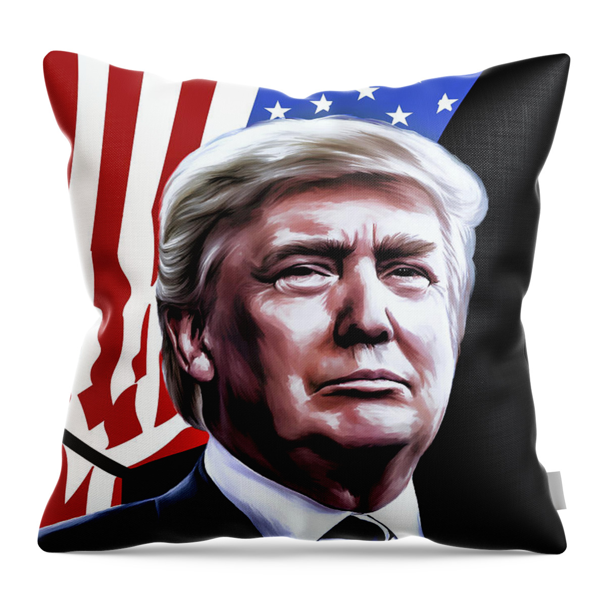 Donald Throw Pillow featuring the painting President by Andrzej Szczerski