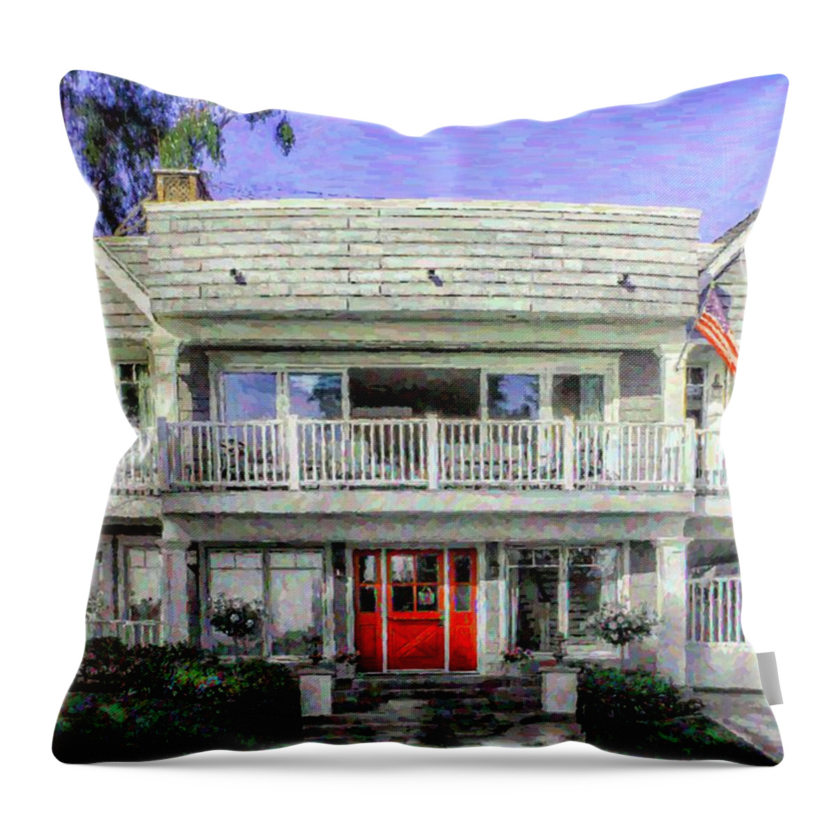 Beach House Throw Pillow featuring the photograph Pretty House by the Beach by Alison Frank