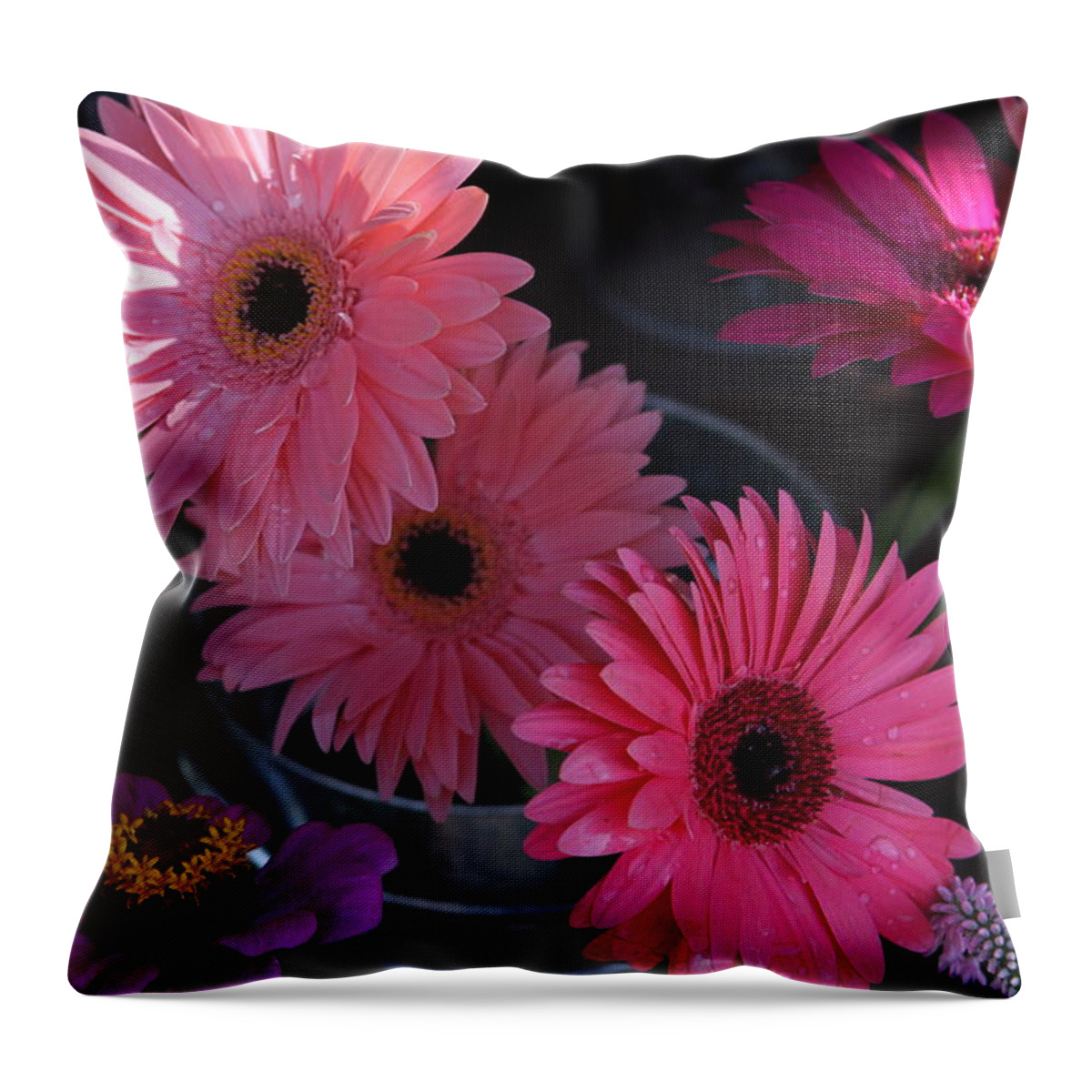 Pink Flowers Throw Pillow featuring the photograph Pretty In Pink by Karen Ruhl