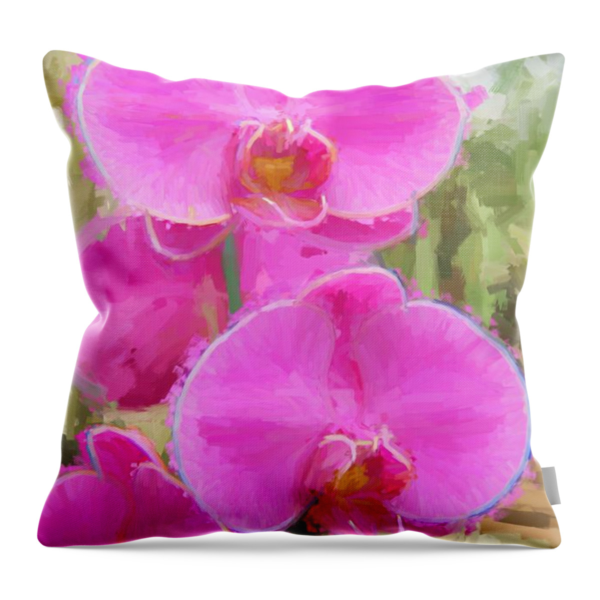 Orchid Throw Pillow featuring the photograph Pretty In Pink by Kathy Bassett