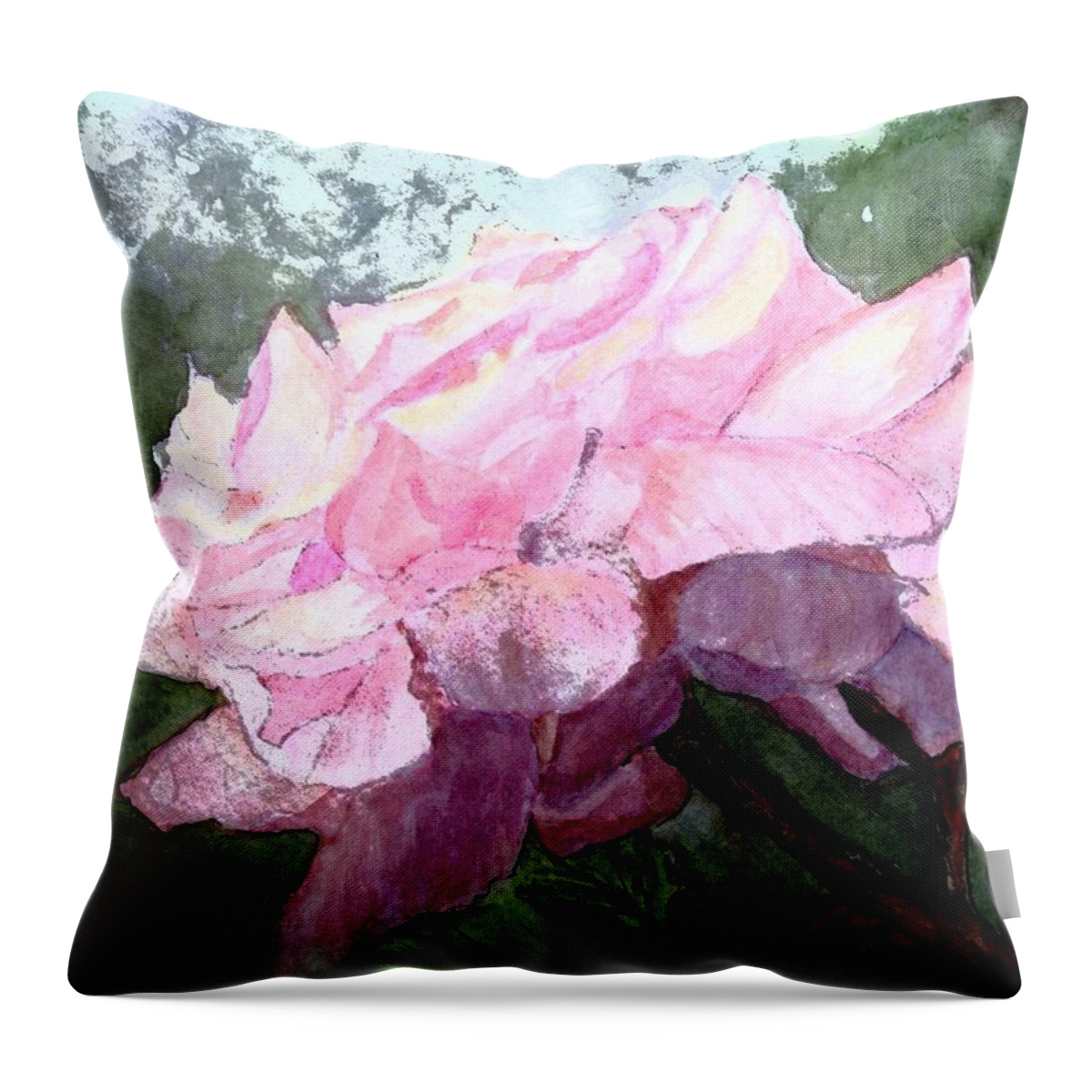 Rose Throw Pillow featuring the painting Pretty Pink Rose by Carol Grimes