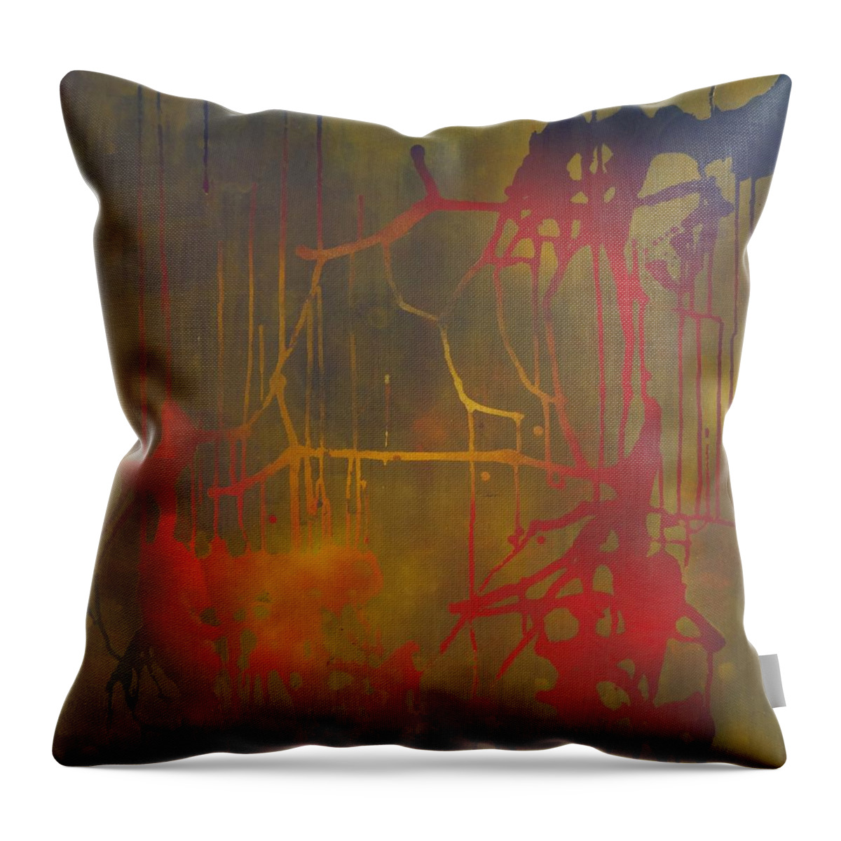 Abstract Throw Pillow featuring the painting Pretty Violence on a Screen Door by Eric Dee