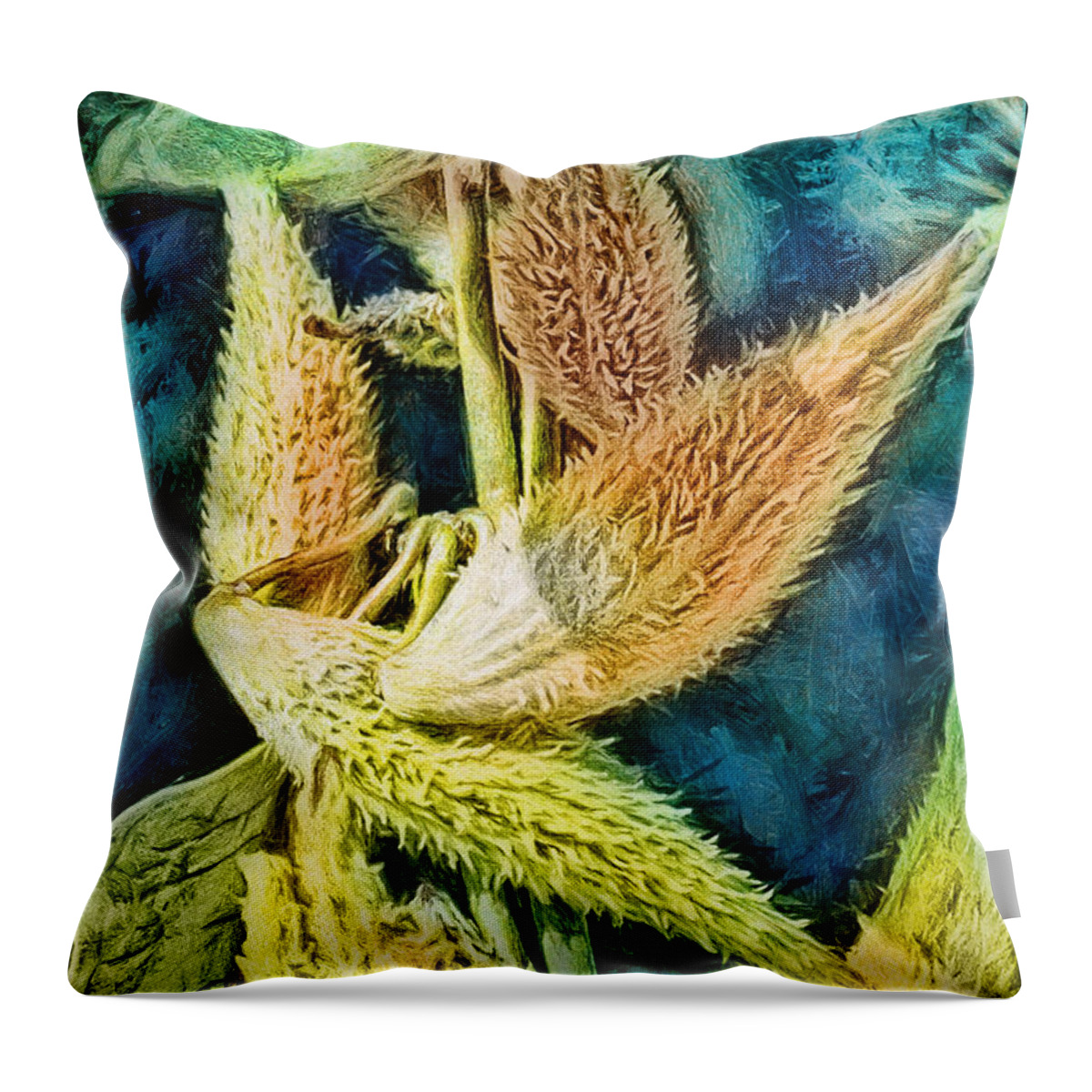 Plants Throw Pillow featuring the digital art Prickly Pods by Jo-Anne Gazo-McKim
