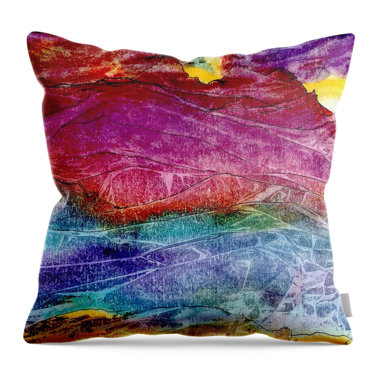 Earth Without Humans Throw Pillow featuring the painting Primal Dawn by Laura Johnson