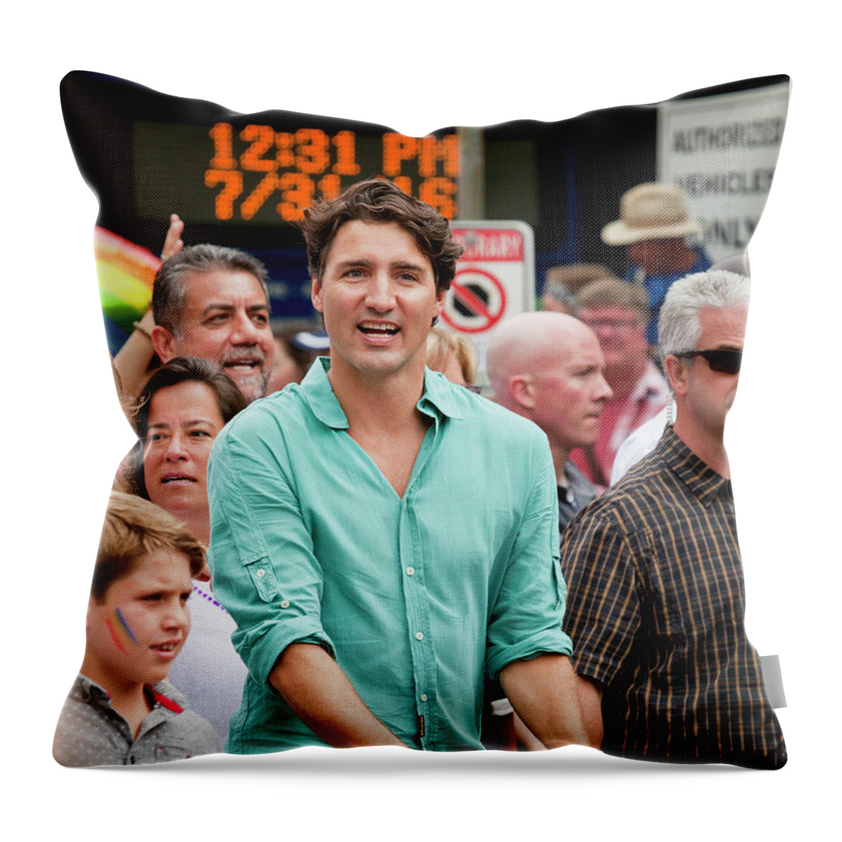 Justin Trudeau Throw Pillow featuring the photograph Prime Minister Justin Trudeau by Chris Dutton