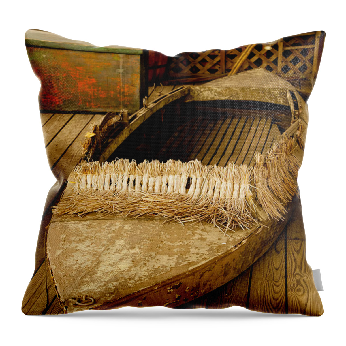 Boat Throw Pillow featuring the photograph Primitive Duck Skiff by Kristia Adams