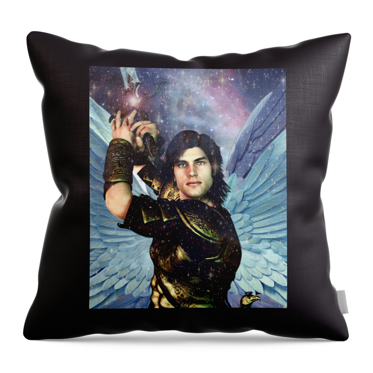 Saint Michael Throw Pillow featuring the painting Prince of the Heavenly Host Saint Michael by Suzanne Silvir