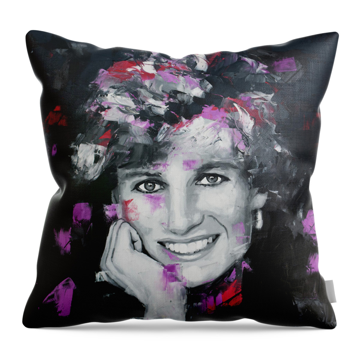 Princess Diana Throw Pillow featuring the painting Princess Diana by Richard Day