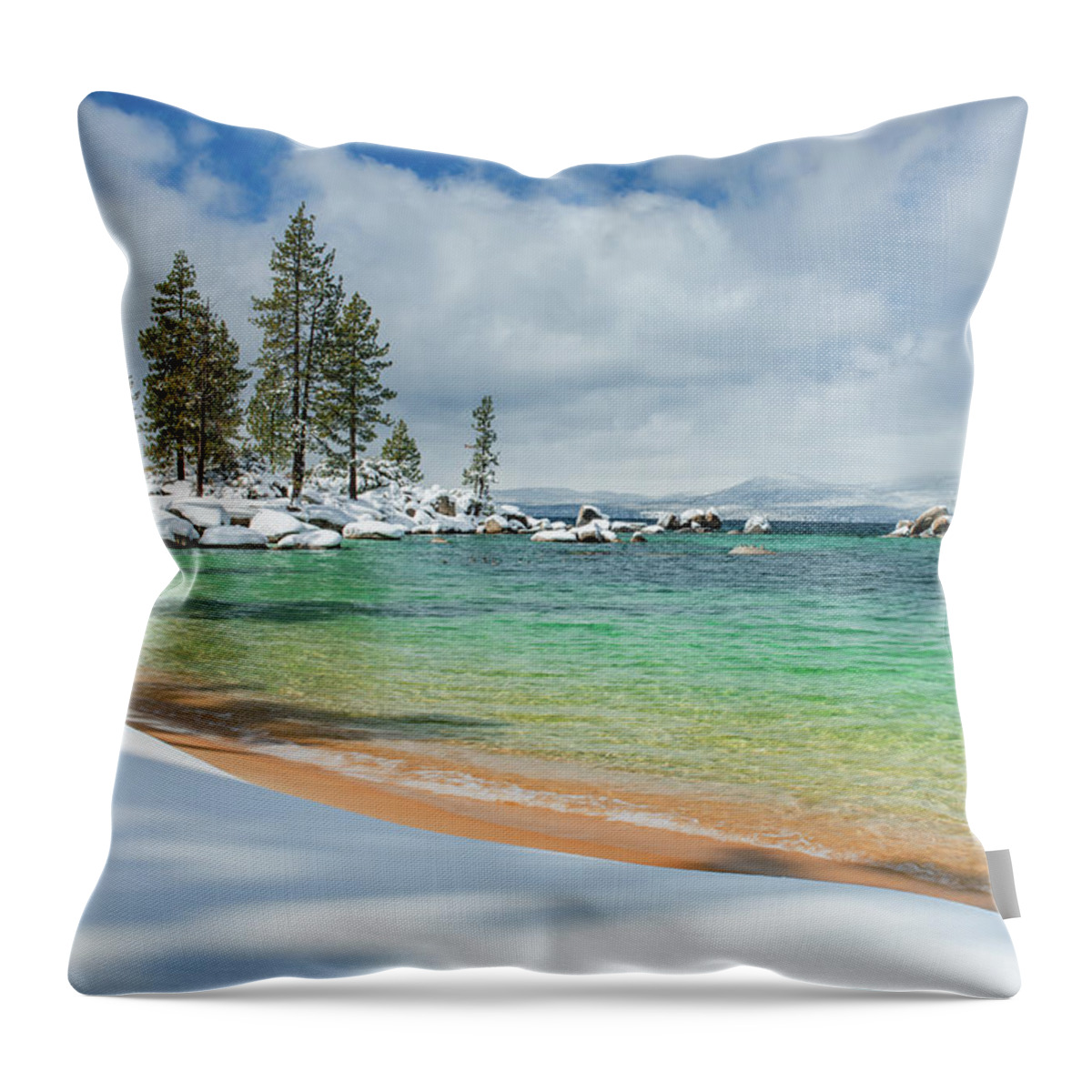 Sand Harbor Throw Pillow featuring the photograph Pristine Shores by Brad Scott by Brad Scott