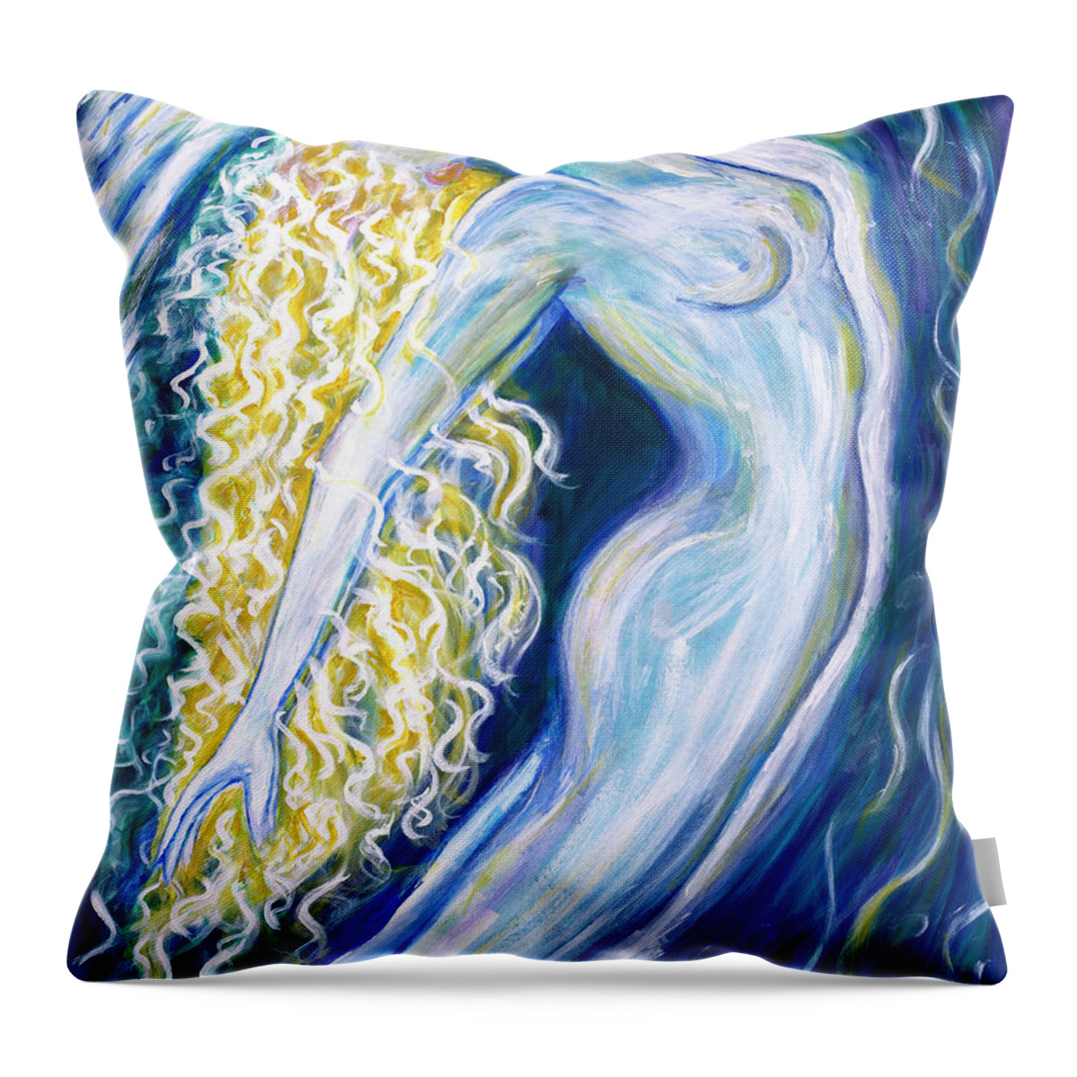 Lady Underwater Throw Pillow featuring the painting Probing the Depths by Anya Heller
