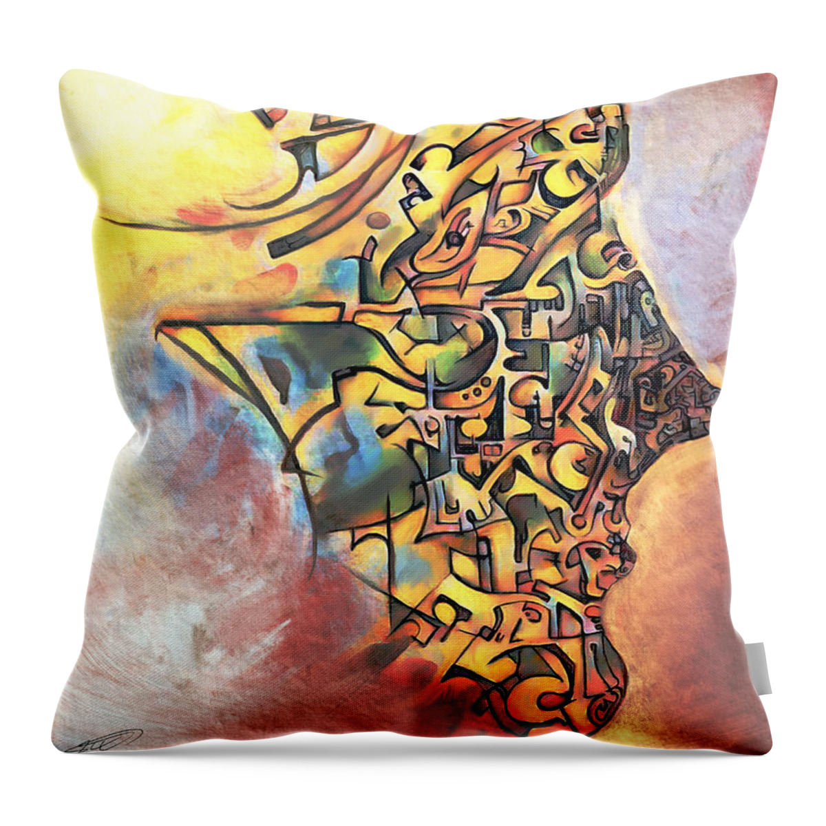 Cubism Throw Pillow featuring the digital art Processes inside by Dinko Dumancic