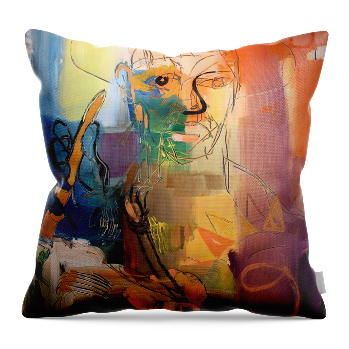 Expressive Throw Pillow featuring the painting Processing by Aort Reed
