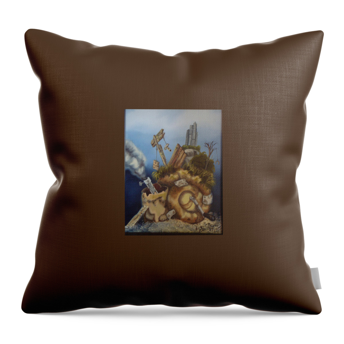 Snail Throw Pillow featuring the painting Prohibido Vivir by Carlos Rodriguez