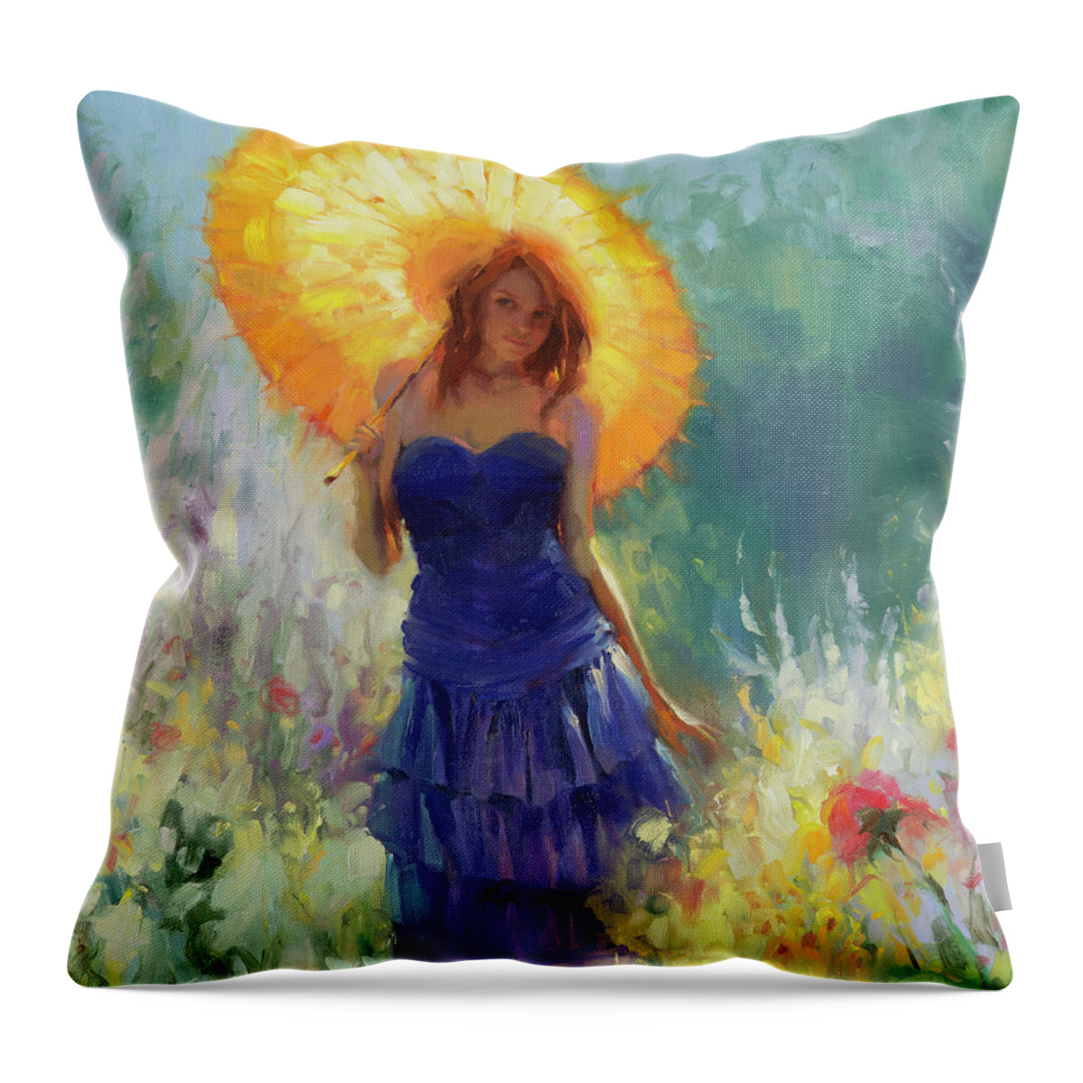 Woman Throw Pillow featuring the painting Promenade by Steve Henderson