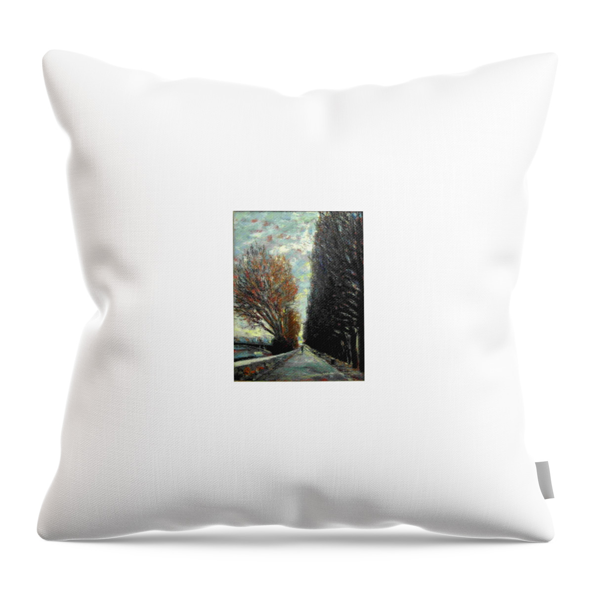 Landscape Throw Pillow featuring the painting Promenade by Walter Casaravilla